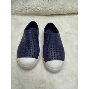 Native Jefferson Shoes Youth Kids Boys Navy Blue Slip On Water Sneaker Size 10